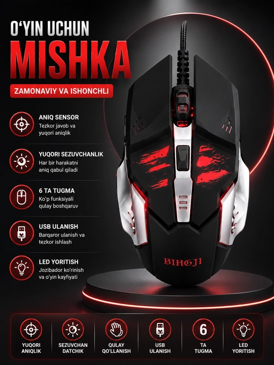 Игровая мышь Revolution MT25 проводная RGB мышка для компьютера - 