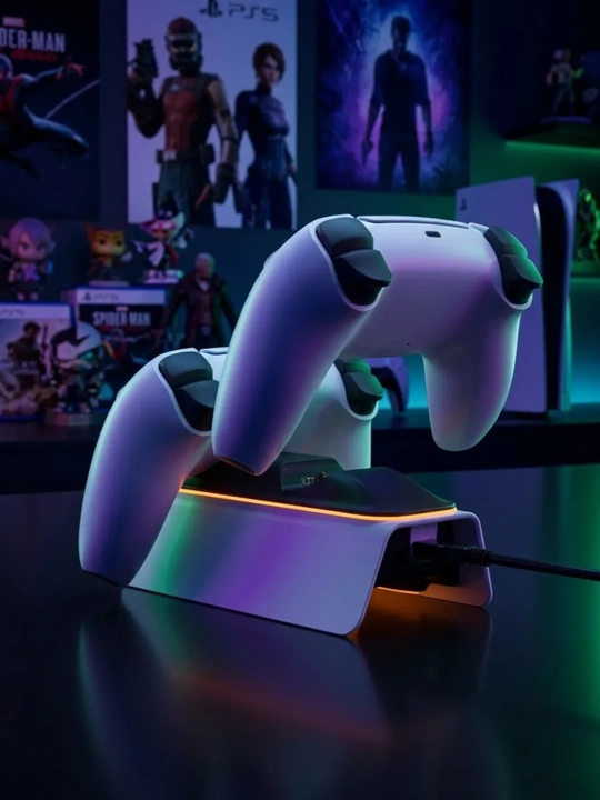 PS5 DualSense geympadlari uchun zaryadlash stansiyasi, 2 ta kontroller uchun
