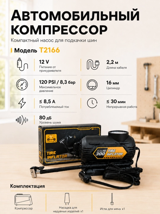 Автомобильный компрессор 12V для подкачки шин, 3 модели на выбор