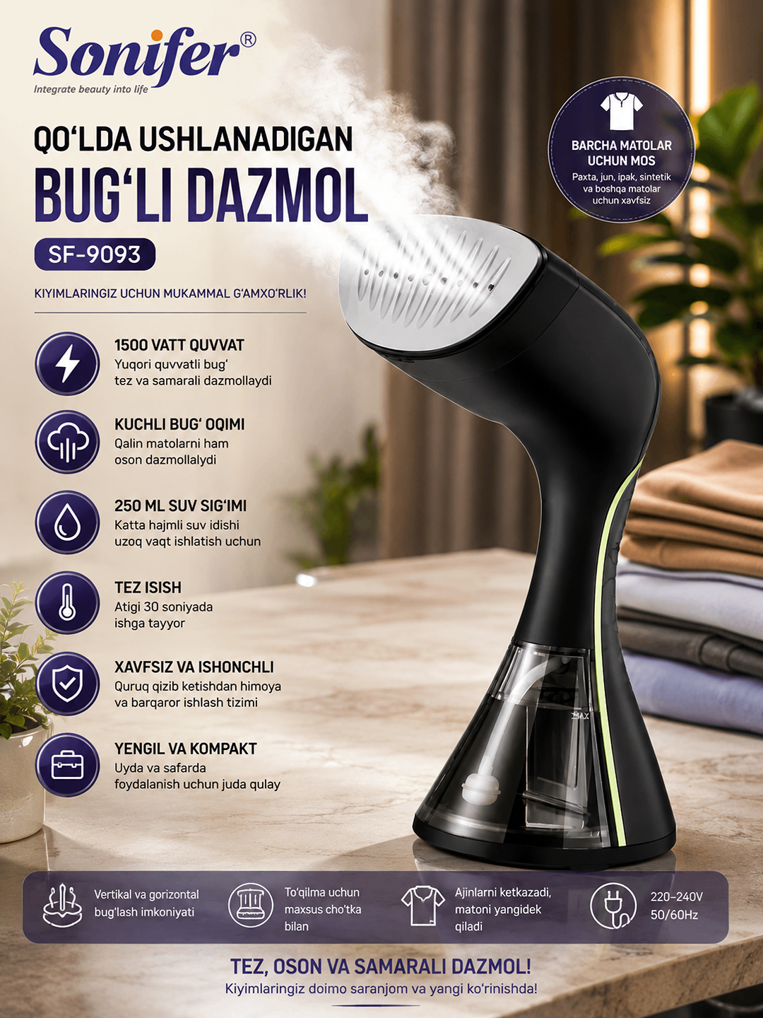 Sonifer SF-9093 qo'l par dazmoli