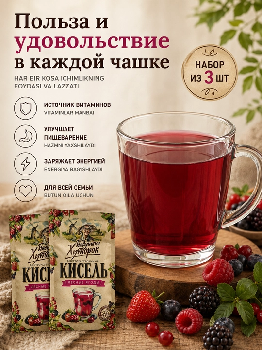 Kisel kukuni, Babushkin xutorok, o‘rmon mevasi, sashe, 30 g
