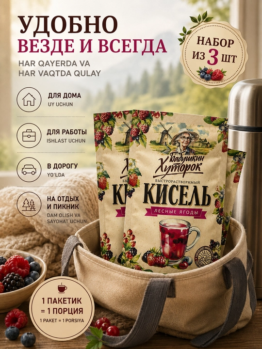 Kisel kukuni, Babushkin xutorok, o‘rmon mevasi, sashe, 30 g