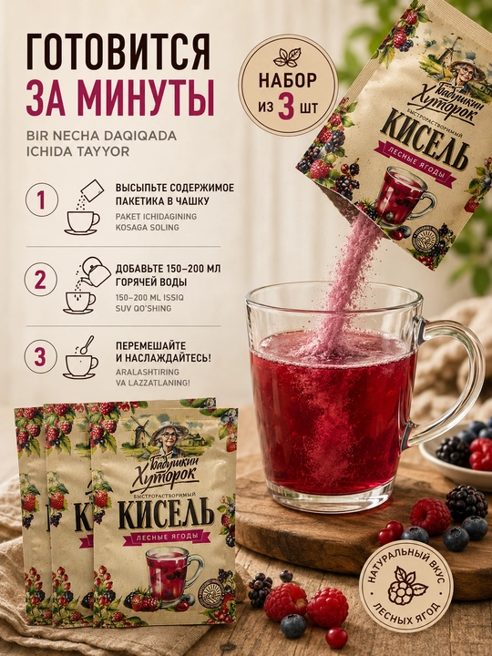 Kisel kukuni, Babushkin xutorok, o‘rmon mevasi, sashe, 30 g