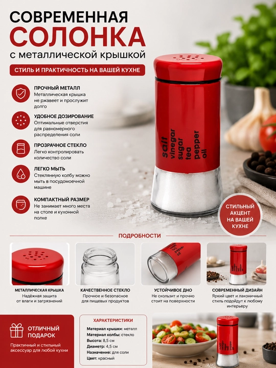 Zamonaviy tuz idishi metall qopqoqli - 