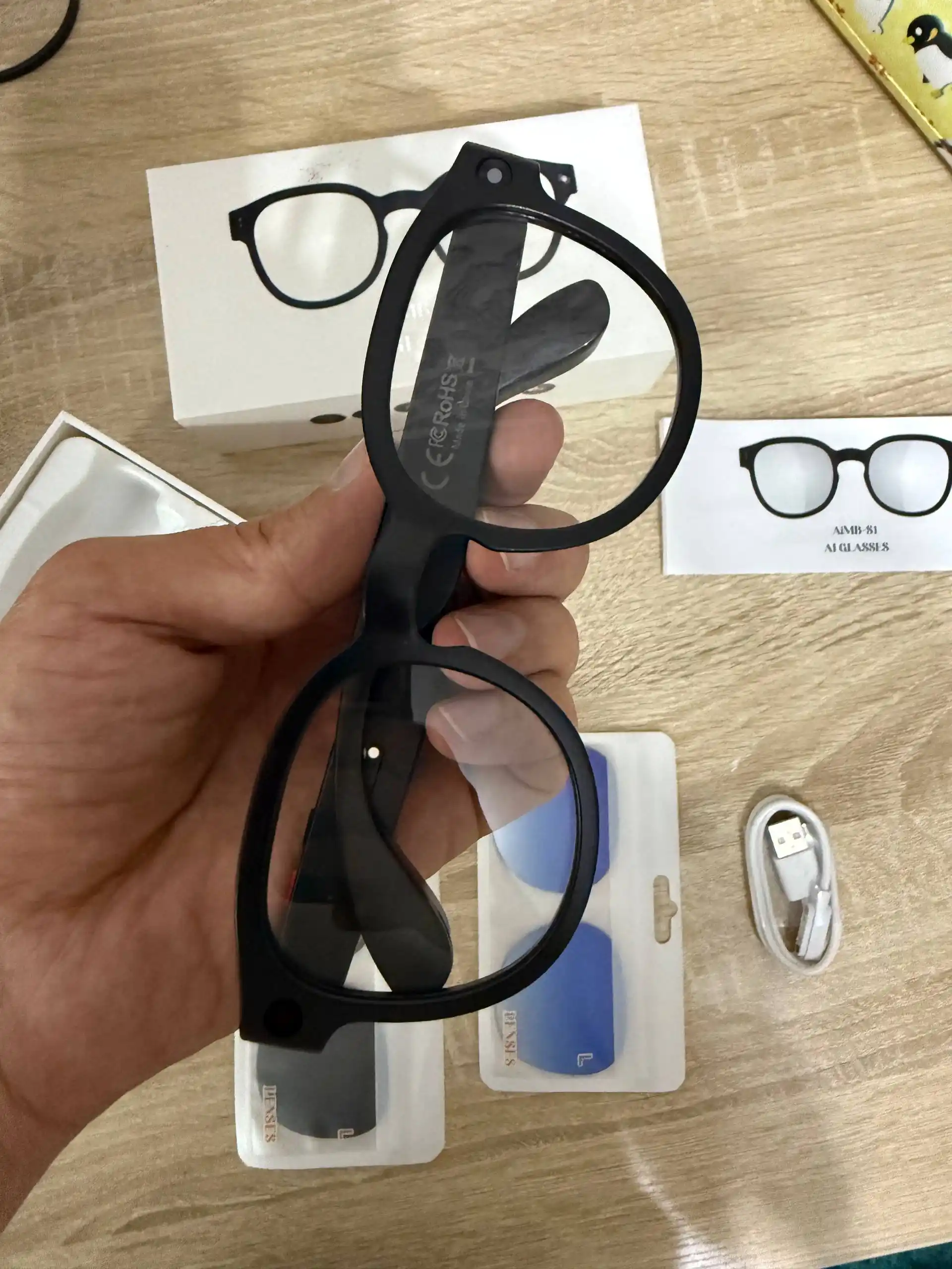 AI Smart Glasses 8MP — ChatGPT, камера, Wi-Fi, Bluetooth, 3 сменные линзы