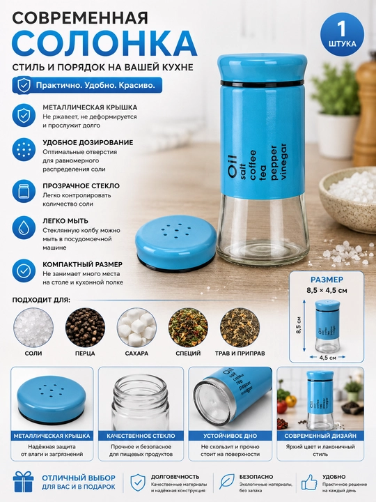 Zamonaviy tuz idishi metall qopqoqli - 