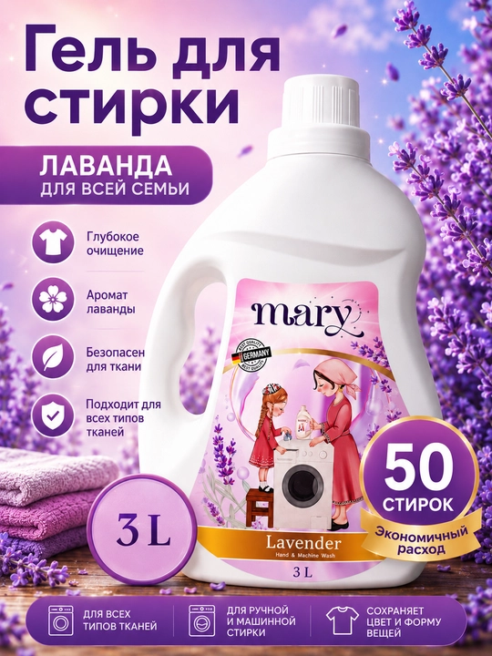 Mary Clean kir yuvish geli, Lavanda aromati, 3 L - 