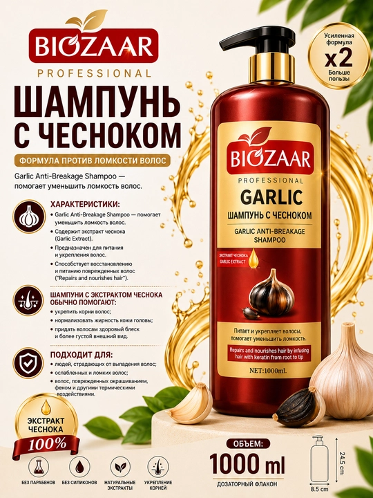 Шампунь BIOZAAR Professional для ухода за волосами, 1000 мл