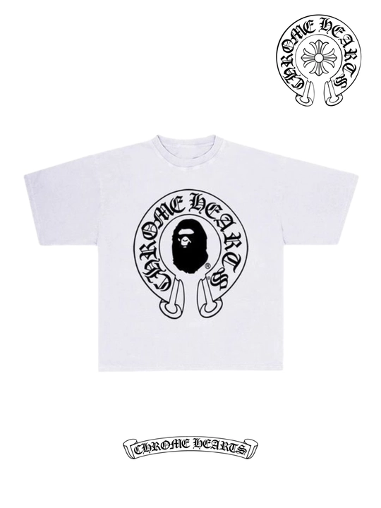 Футболка оверсайз Chrome Hearts x BAPE, унисекс, 100% хлопок - 
