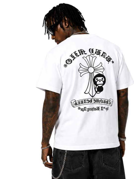 Футболка оверсайз Chrome Hearts x BAPE, унисекс, 100% хлопок