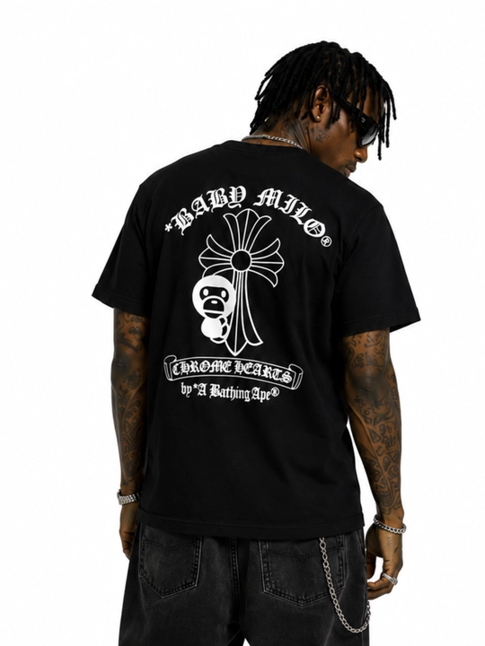 Футболка оверсайз Chrome Hearts x BAPE, унисекс, 100% хлопок