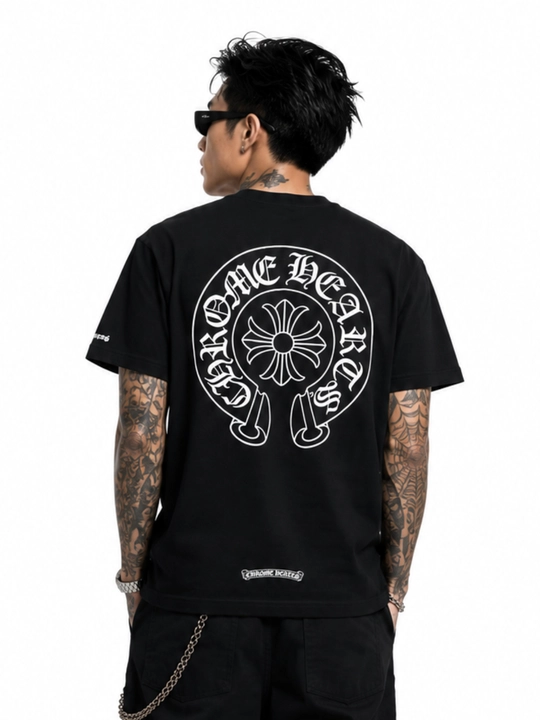 Футболка оверсайз в стиле Chrome Hearts, унисекс, 100% хлопок