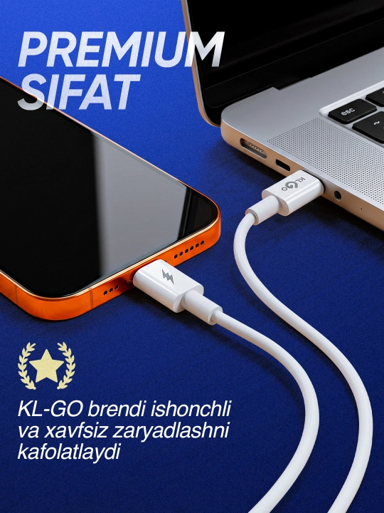 KLGO tez quvvatlash moslamasi Zaryadchik [USB / Type-C], kabel bilan
