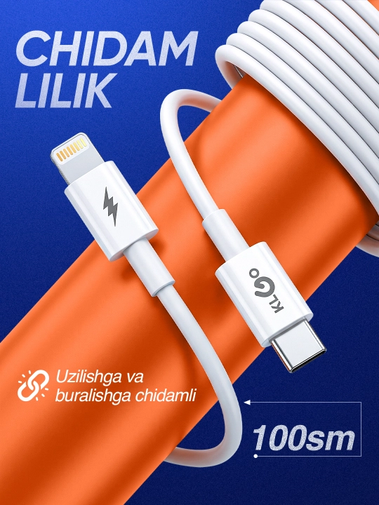 KLGO tez quvvatlash moslamasi Zaryadchik [USB / Type-C], kabel bilan