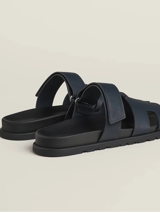 Hermès Chypre uniseks tapochkalari, erkaklar va ayollar, qora va kok , 36–45 o'lchamlar