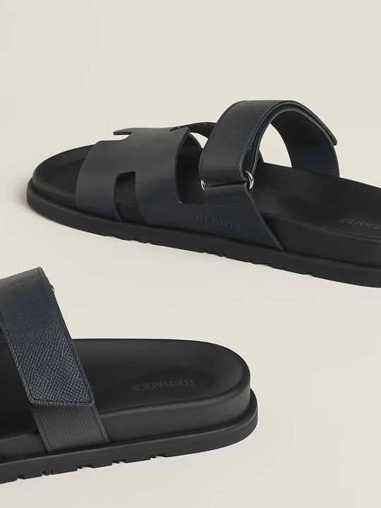 Hermès Chypre uniseks tapochkalari, erkaklar va ayollar, qora va kok , 36–45 o'lchamlar