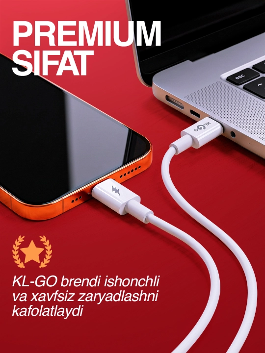 Быстрое сетевое зарядное устройство KLGO, блок питания Type-C / USB, с кабелем