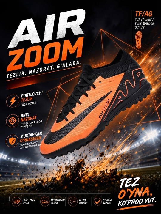 Professional butsi va sorokonojkalar F50, PREDATOR, AIR ZOOM