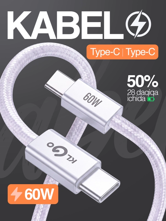KLGO tez quvvatlash moslamasi Zaryadchik [USB / Type-C], kabel bilan - 