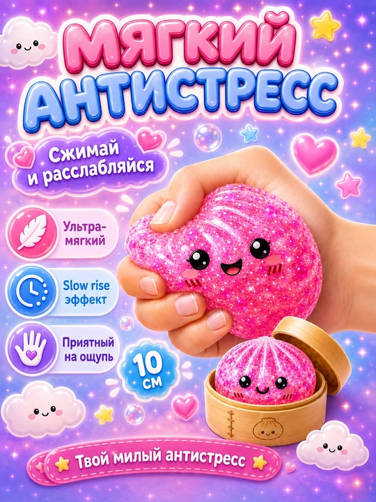 Сквиш хинкали дамплинги, пельмени сквиш антистресс, игрушка для снятия стресса, 9 см