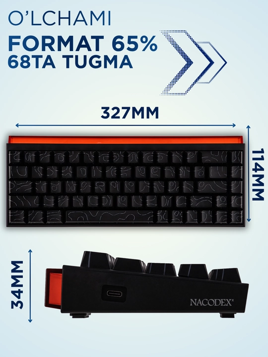 AJAZZ NK68 Simli Mexanik O'yin Klaviatura, Geyming va ofis uchun, RGB Yoritgichli