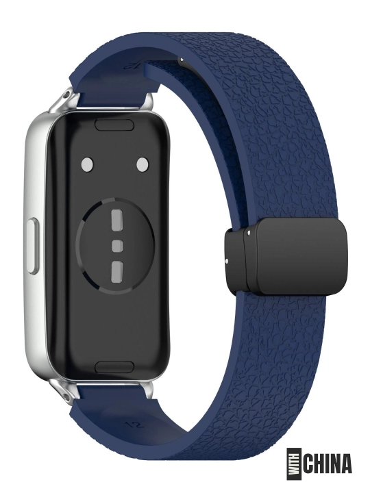 Ремешок для Huawei Band 8 / 9 / 10 силиконовый магнитный с текстурой кожи