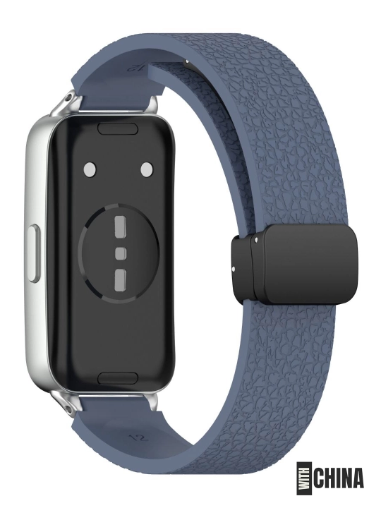 Ремешок для Huawei Band 8 / 9 / 10 силиконовый магнитный с текстурой кожи