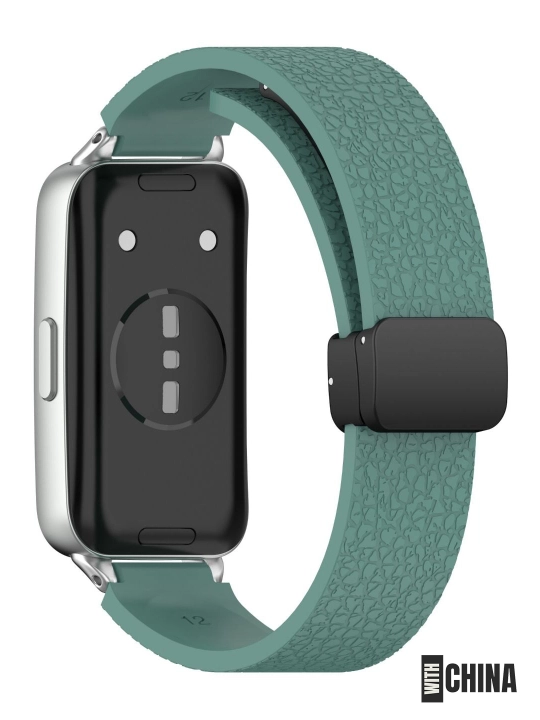 Ремешок для Huawei Band 8 / 9 / 10 силиконовый магнитный с текстурой кожи