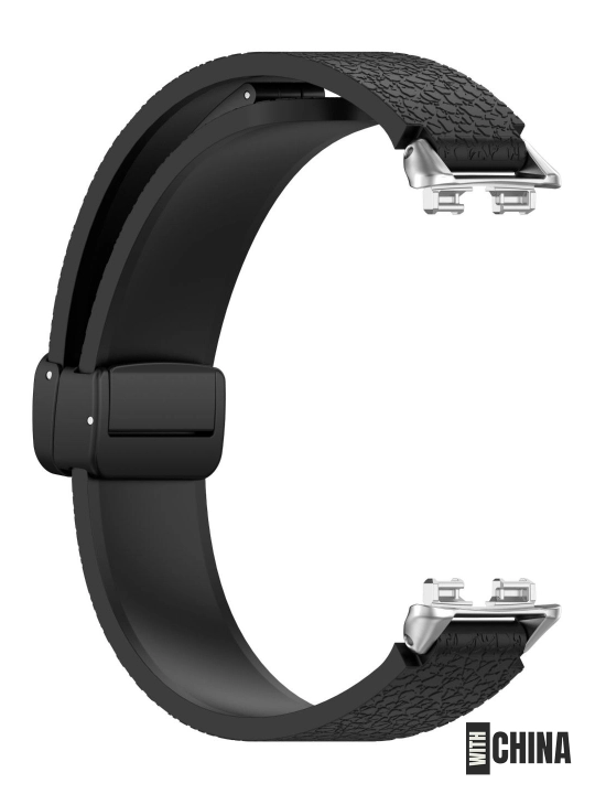 Ремешок для Huawei Band 8 / 9 / 10 силиконовый магнитный с текстурой кожи