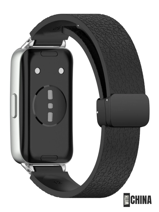 Ремешок для Huawei Band 8 / 9 / 10 силиконовый магнитный с текстурой кожи