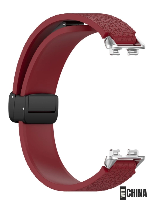 Ремешок для Huawei Band 8 / 9 / 10 силиконовый магнитный с текстурой кожи