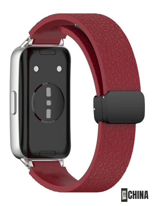 Ремешок для Huawei Band 8 / 9 / 10 силиконовый магнитный с текстурой кожи