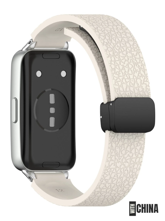 Ремешок для Huawei Band 8 / 9 / 10 силиконовый магнитный с текстурой кожи