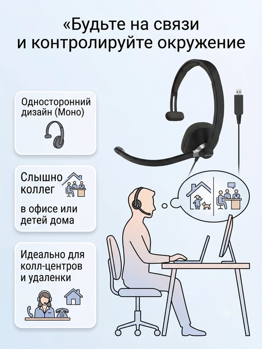 Проводные наушники для колл-центров, офисов KOSS CS295 USB