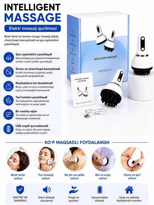Электрический массажер для головы и тела – Intelligent Massage