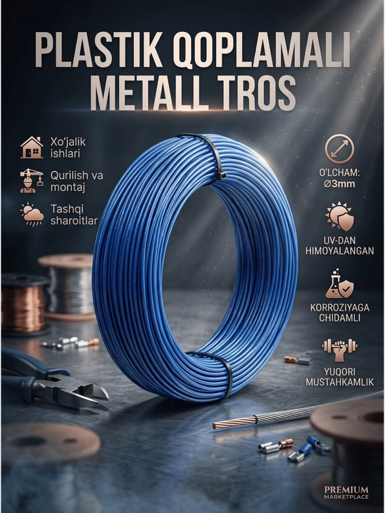 Qoplamali po'lat tros Ø3mm - 