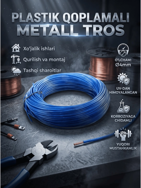 Qoplamali po'lat tros Ø4mm - 