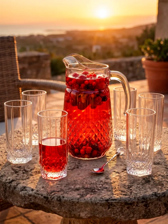 Shisha grafin va stakanlar toʻplami, 1,3 l + 6 ta stakan, 300 ml