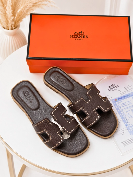 Женские премиум шлепанцы в стиле Hermes — современная удобная летняя обувь  - 