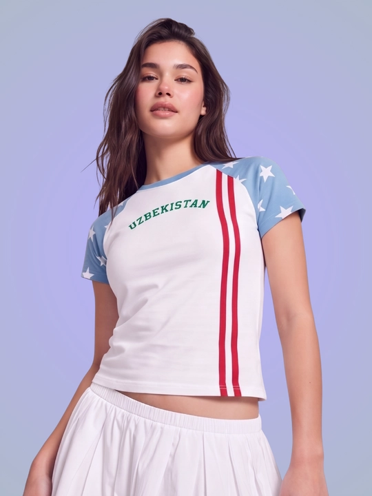 MIYO ayollar uchun futbol uslubidagi Y2K crop top, paxta va elastan