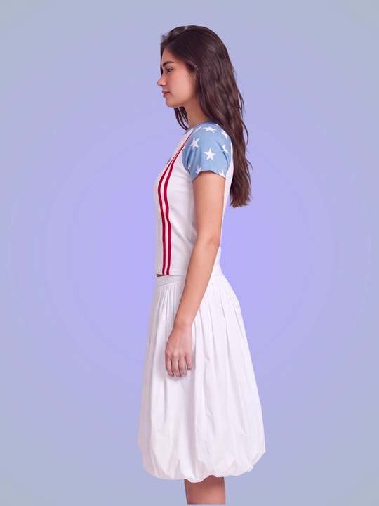 MIYO ayollar uchun futbol uslubidagi Y2K crop top, paxta va elastan
