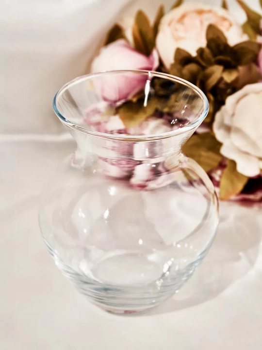 Gullar va suxotsvetlar uchun shisha vaza Pasabahce Flora 15 sm shaffof bezakli