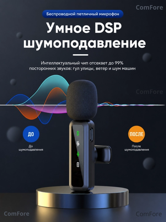 Микрофон, беспроводной, петличка, микрофон для телефона, Android, iPhone, микрофон для пк