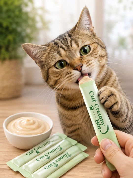 Faenbei Cat Creamy Bar mushuklar uchun shirinligi, mushuklar uchun nam ozuqa, 5 dona x15 g