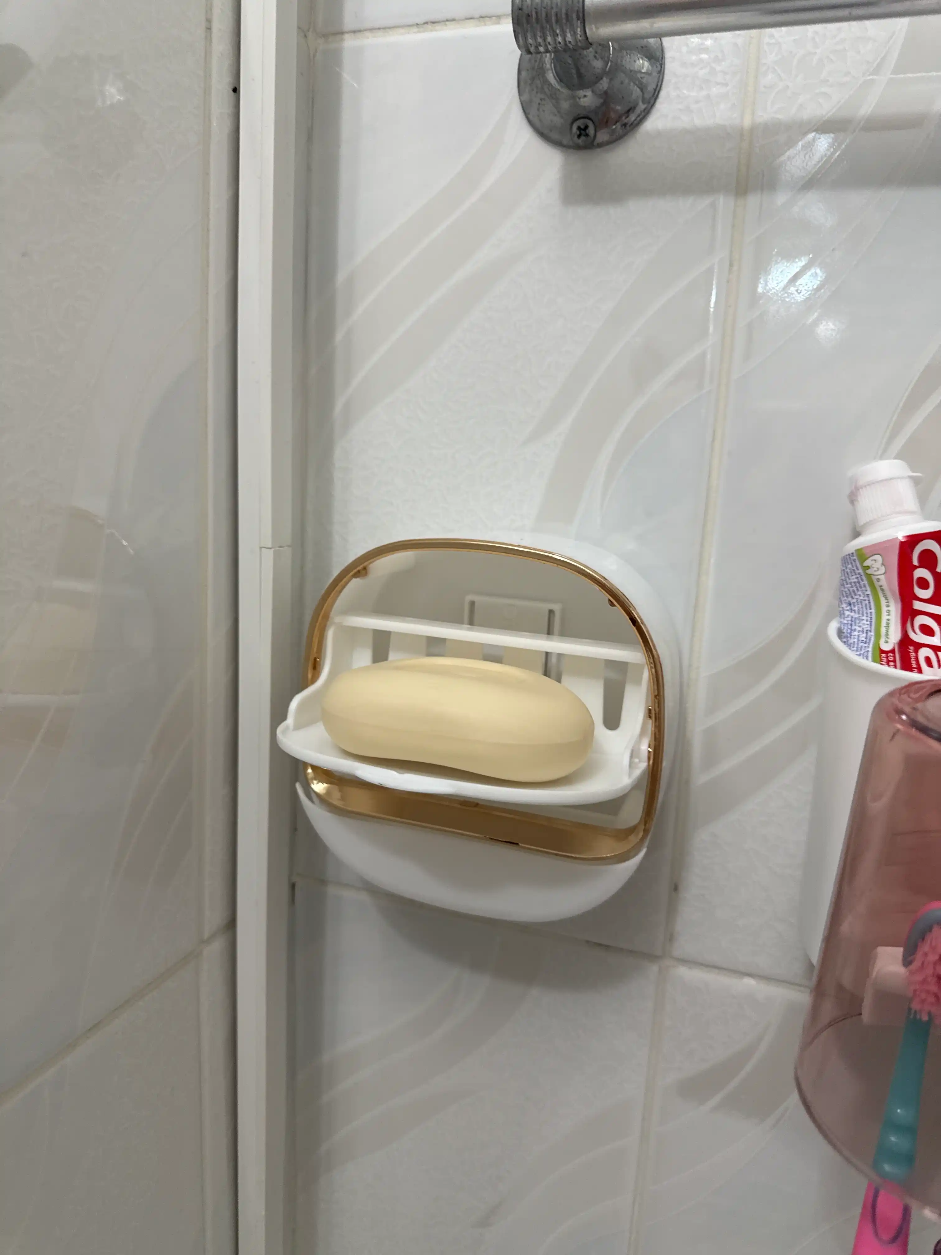 Vannaxona uchun devorga osiladigan sovun qutisi, ABS plastik, drenajli