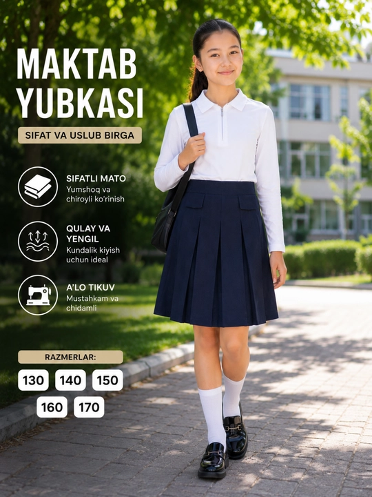 Темно-синяя школьная юбка для девочки, классическая форма, удобная, для школы