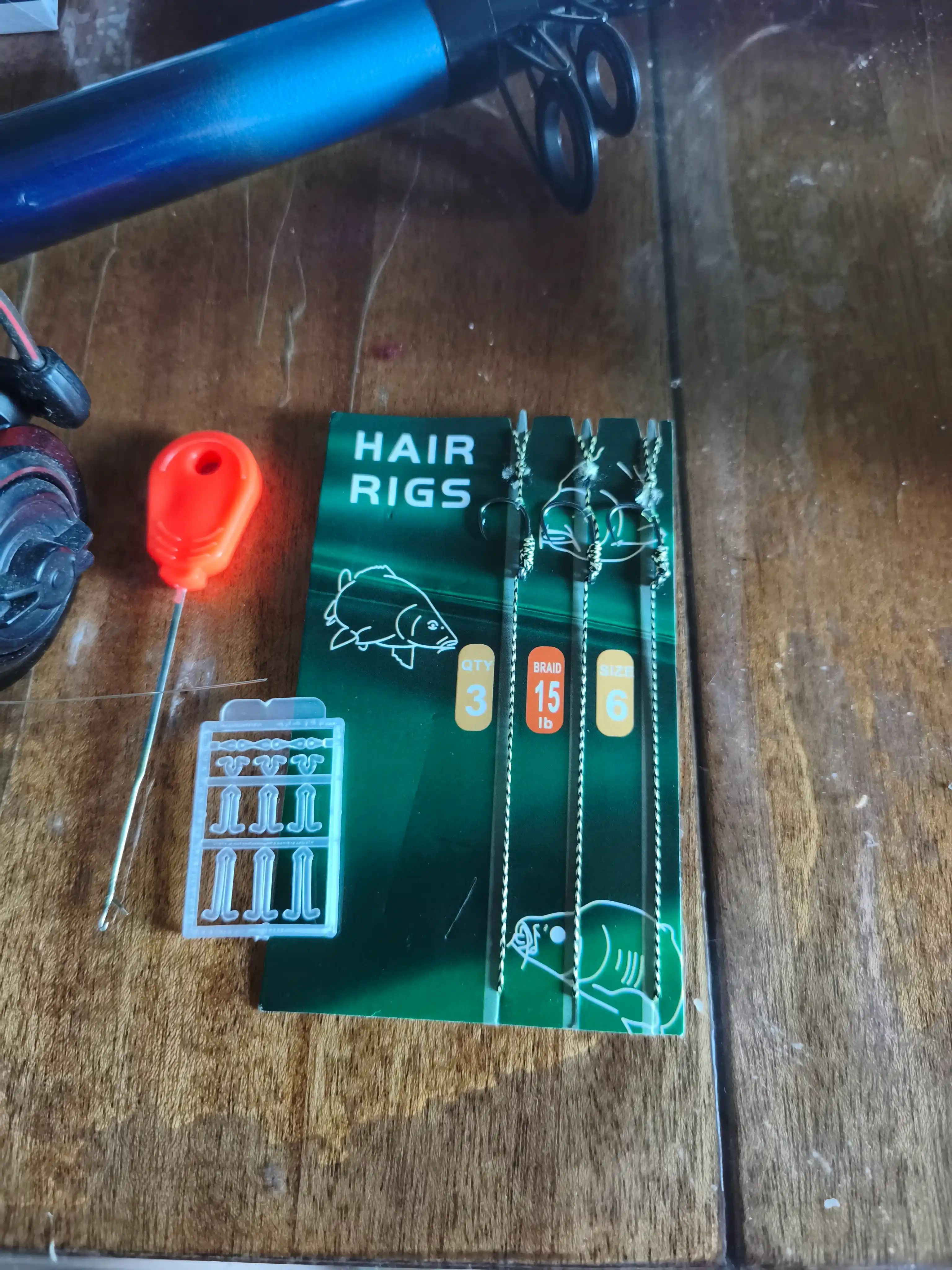 Hair Rig sochli montaj 3 dona, igna va stoporlar bilan, tayyor karp ilgagi