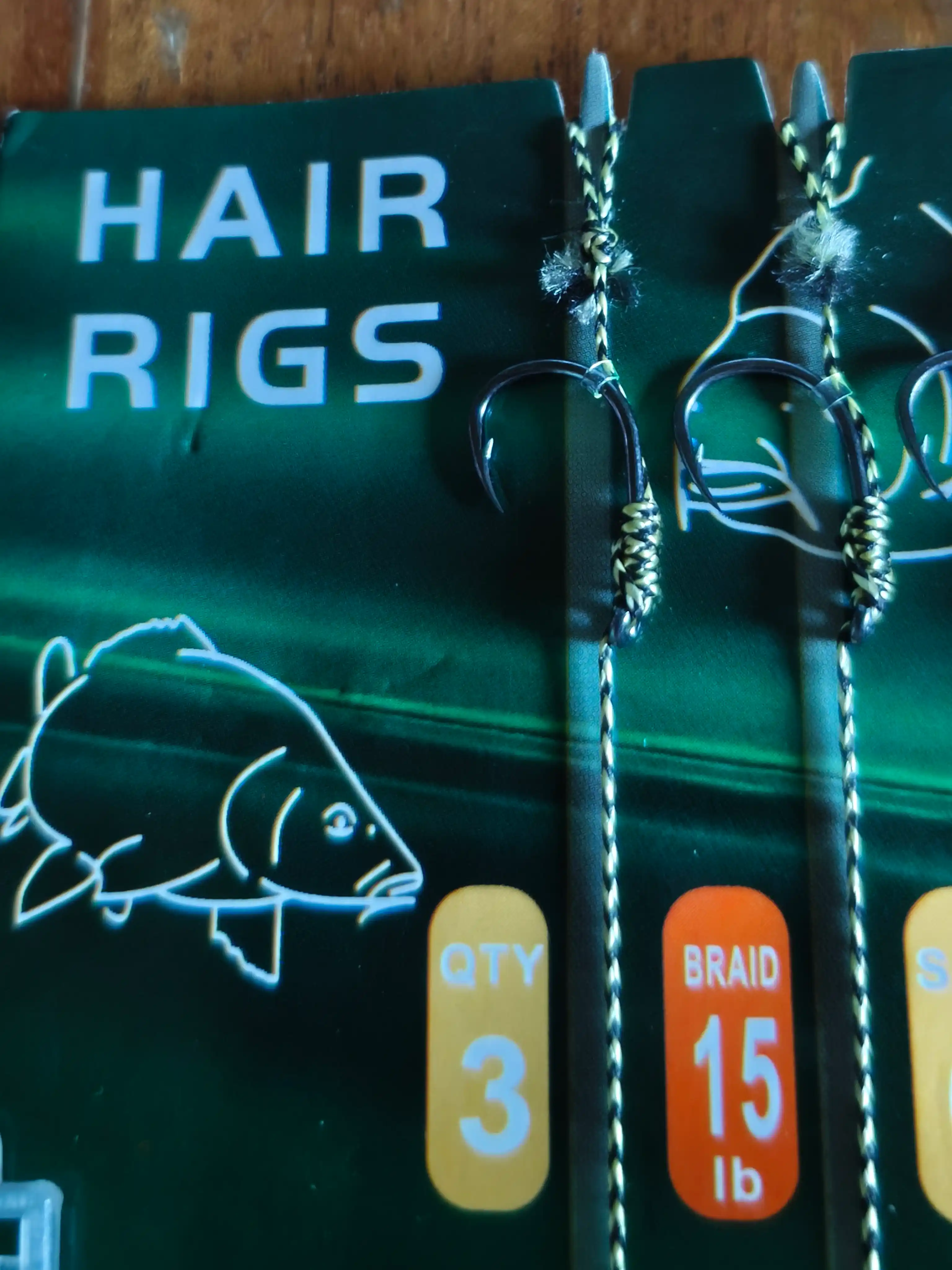 Hair Rig sochli montaj 3 dona, igna va stoporlar bilan, tayyor karp ilgagi