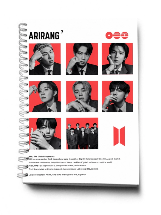 BTS, K-POP, bloknot va planner 2 tasi 1 da - 30 varaqli, 2 bo'limli