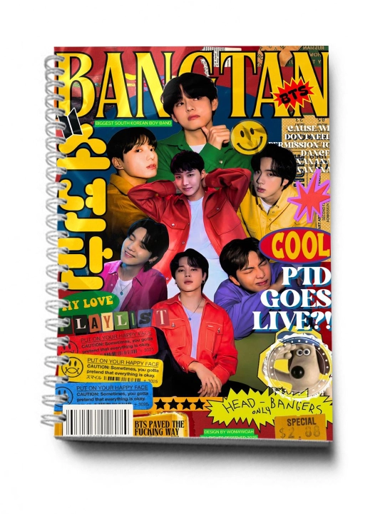 BTS, K-POP, bloknot va planner 2 tasi 1 da - 30 varaqli, 2 bo'limli